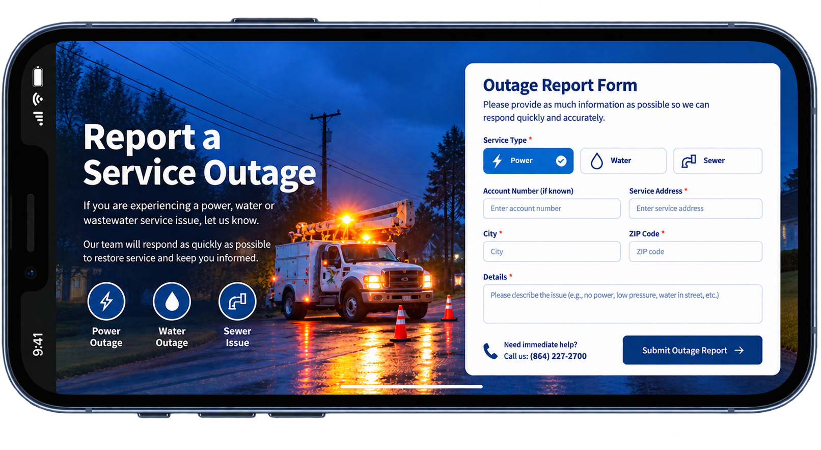 Report a service outage online